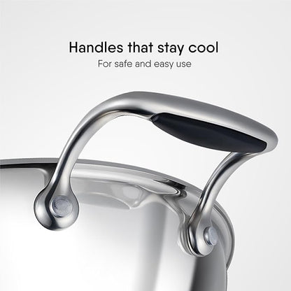 Stahl Artisan Triply Stainless Steel Round Bottom Kadhai With Lid | Extra Deep Kadai | 2.3 L | 22 Cm