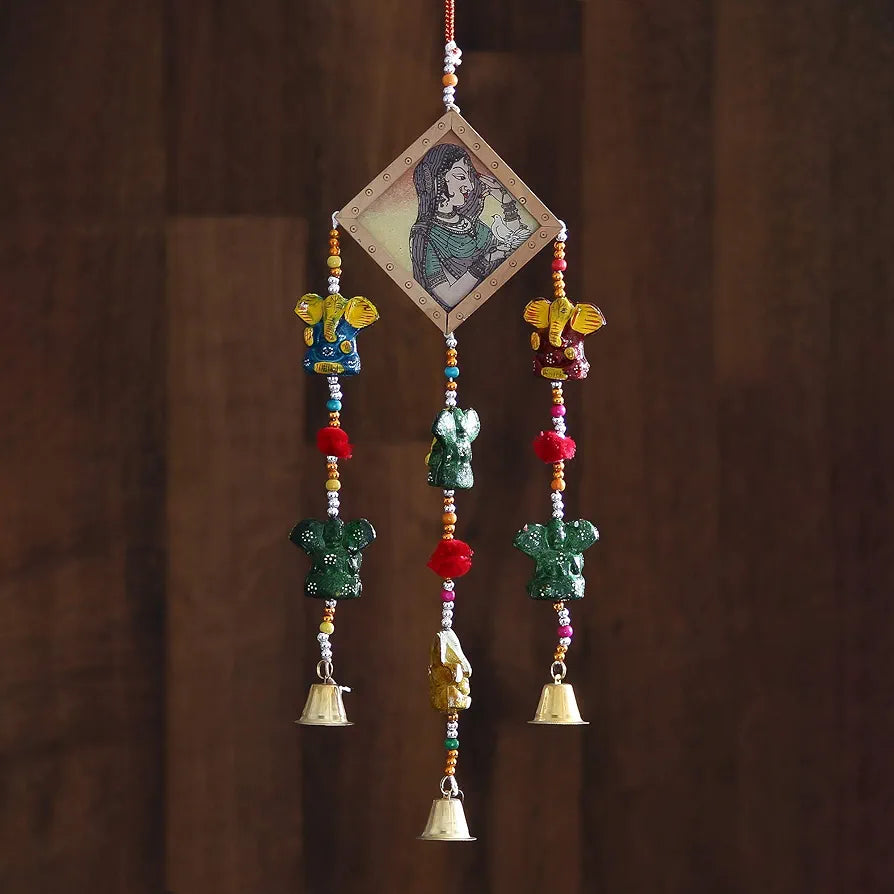 eCraftIndia Handcrafted Decorative Lord Ganesha Wall/Door/Window Hanging Bell STRGAN502