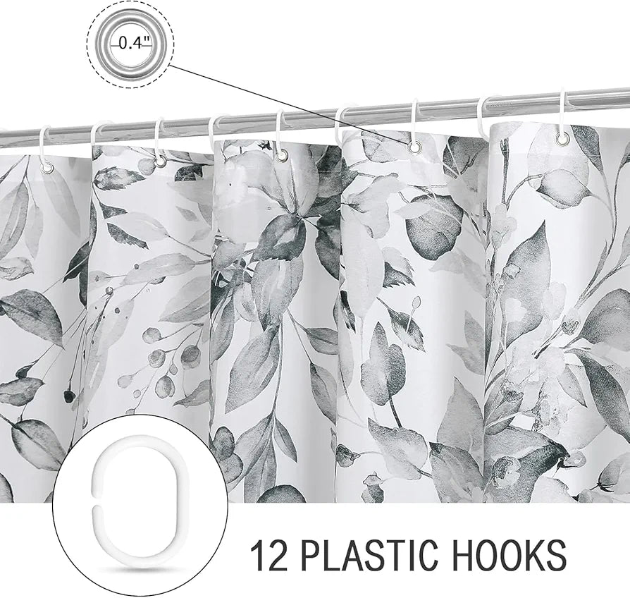 Homethreads Embrace Luxury with Our 6-Feet Long Premium Peva Shower Curtain with 12 Hooks for a Lavish Bathroom Ambiance Stylish, Splendid, and Perfectly Sized Grey Colour