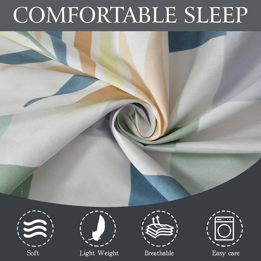 Fresh From Loom Microfiber Single Bedsheet for Single Bed Wrinkle Free Floral Design Bed Spread 1 Pillow Covers 144 TC Light Green White