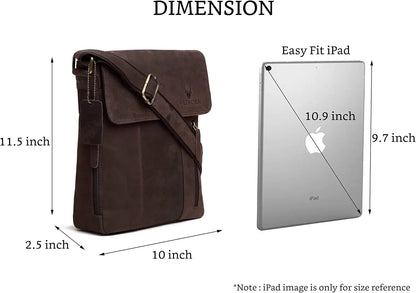 WildHorn Leather 11 inch Sling Messenger Bag for Men I Multipurpose Crossbody Bag I Travel Bag with Adjustable Strap 
