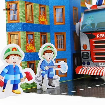 Mittimate Fire Engine Model Construction Book for Kids Diy Craft Book for Children