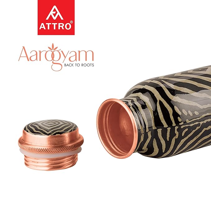 Attro Aarogyam 650ml Tatva Aks Designer Joint-less Copper Water Bottle