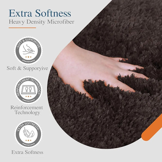Ishro Home Premium Fuzzy Shag Carpet for Hall Rugs for Living Room Carpets for Living Room Colour Classic Brown