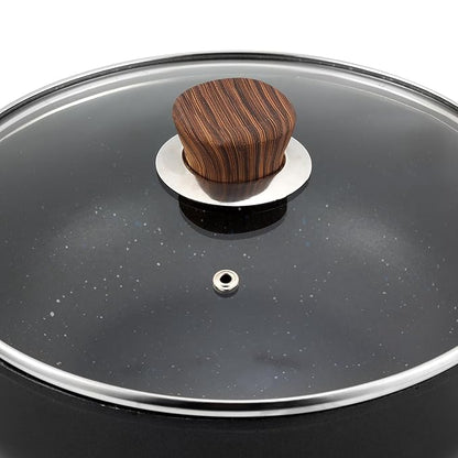Vinod Zest Plus Die Cast Aluminium Kadhai with Glass Lid - 4 litre | Kadai for Cooking | 5mm Thick | 5 layer Coating