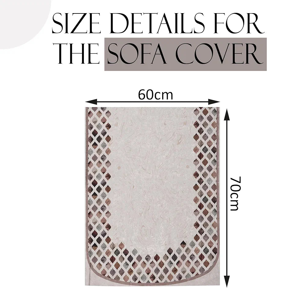 Kuber Industries Set of 6 Velvet 2+1 Seater Sofa Covers Dot Border Cream & Brown