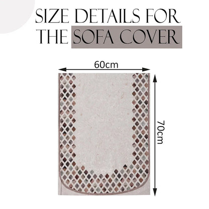 Kuber Industries Set of 6 Velvet 2+1 Seater Sofa Covers Dot Border Cream & Brown
