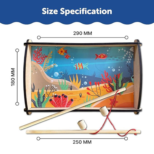 Mini Leaves Wooden Small Tray Magnetic Fishing Game for Kids | Fishing Toy Educational Toys | 13 Pieces