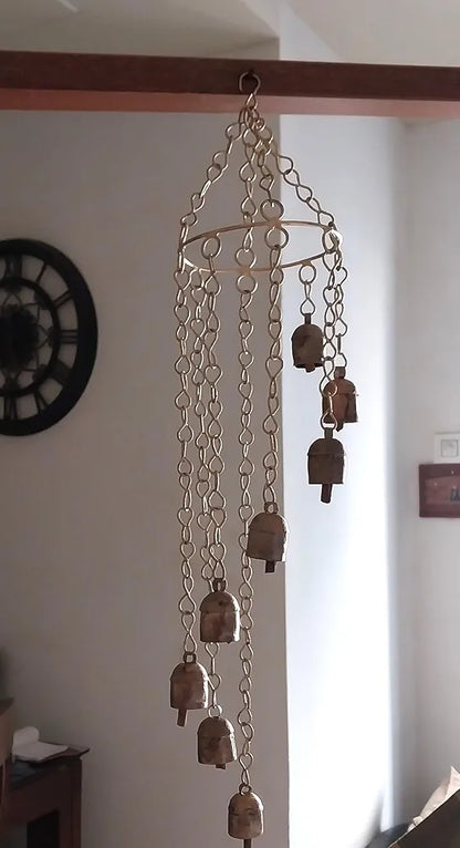 Tej Gifts Metal Bell Wind Chime Long Brass Bells Hanging 7 Bells Wind Chime Design 1