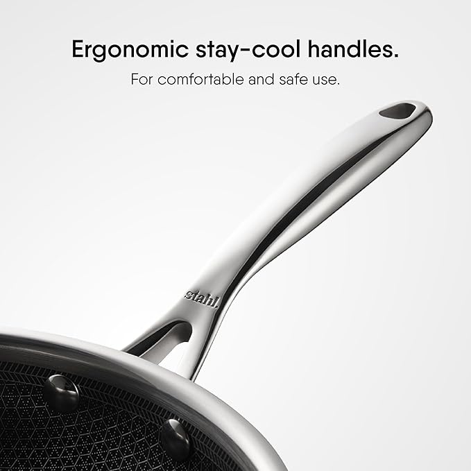Stahl Artisan Hybrid Triply Frying Pan With Lid | Fry Pan Induction Base | Frying Pan Non Stick | Stainless Steel | 2.3 L | 28 Cm