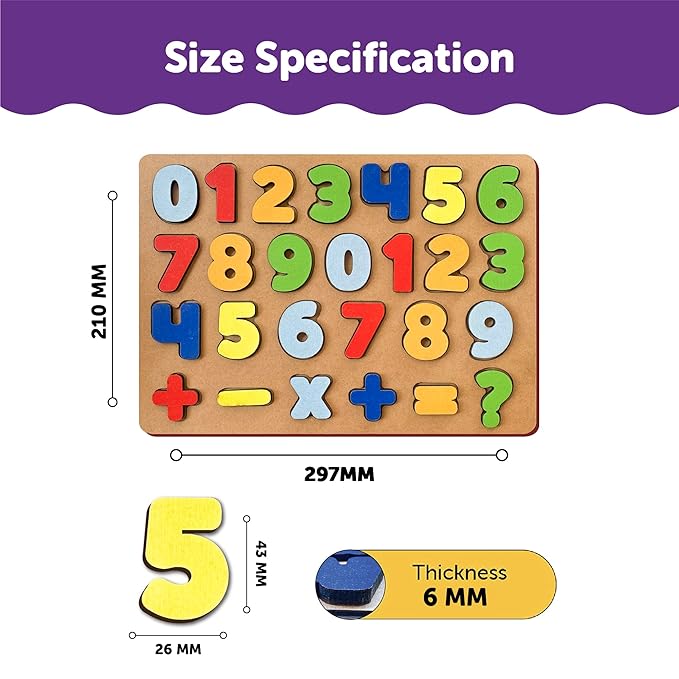 Mini Leaves Wooden Chunky Number Math Puzzle | Wooden Number Shape Counting Learning Puzzles for Toddlers