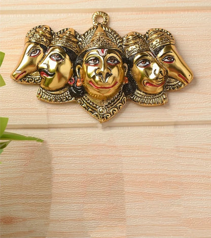 Chhariya Crafts Metal Panchmukhi Hanuman Ji Murti Bajrangbali Idol Wall Door Entrance Statue Protection From Evil Eye