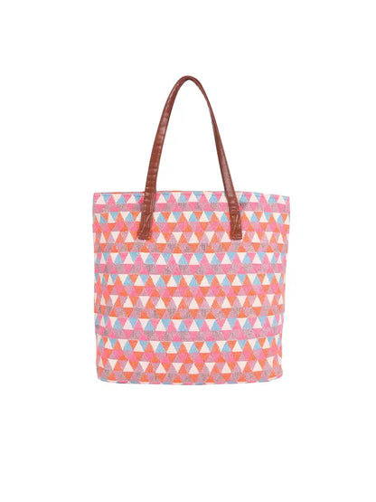Astrid Handmade Macrame Flap Over Sling Bag For Girls And Women Colour Peachy White Triangles