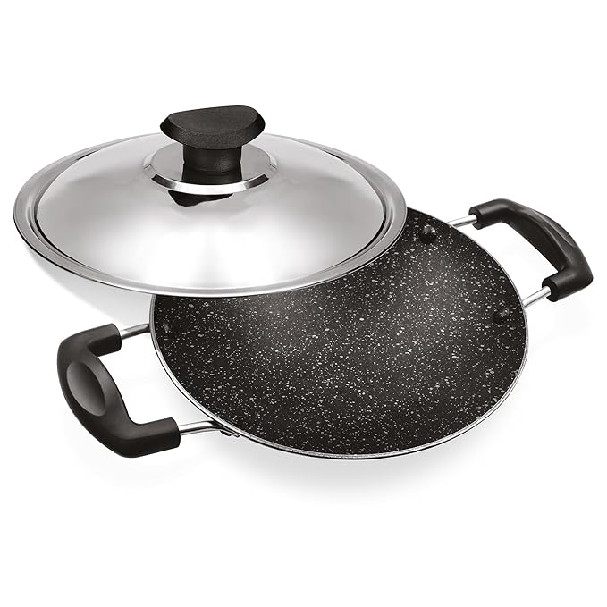 Milton Pro Cook Granito Non Induction Appachetty With Lid, 21 Cm, Blue - 575 gms