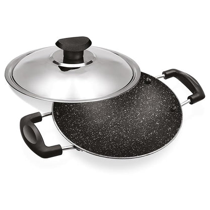Milton Pro Cook Granito Non Induction Appachetty With Lid, 21 Cm, Burgundy - 575 gms