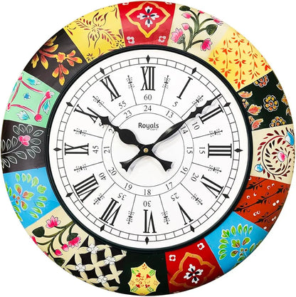 RoyalsCart Analog Wooden Wall Clock Clock Size - 16 x 16 inches [KTWC186D] Elegant Designer Painting