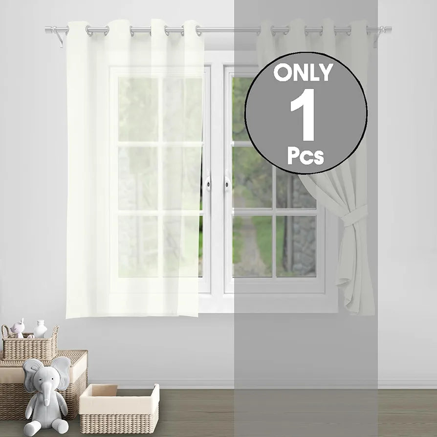 Divine Casa Sheer Window Curtain 5 Feet Colour Brilliant White Lightweight Transparent Voile Panel with Metal Eyelets for Living Room & Bedroom (Pack of 1)