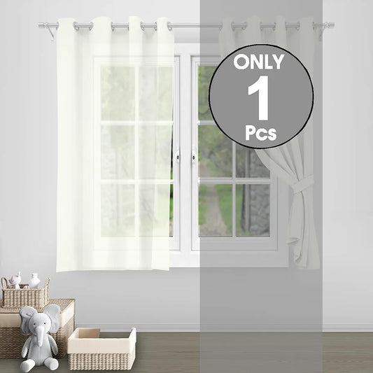 Divine Casa Sheer Window Curtain 5 Feet Colour Brilliant White Lightweight Transparent Voile Panel with Metal Eyelets for Living Room & Bedroom (Pack of 1)