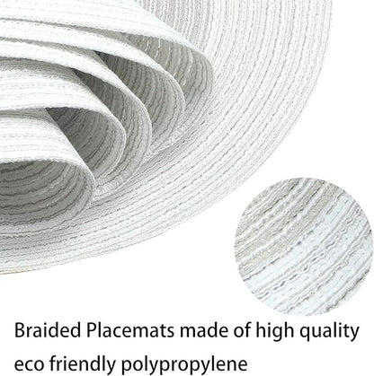 Spatlus Jute Placemats Set of 4 Heat Resistant Round Place Mats Natural Dining Table Grey