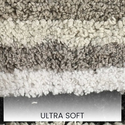Sashaa World Striped Anti-skid Bathmat & Contour Set Colour Black White & Grey
