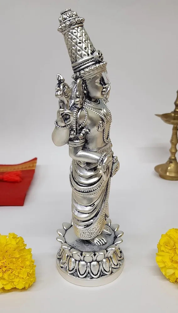 Gold Art India Lord Tirupati Balaji Kamal Silver Plated Antique Matte