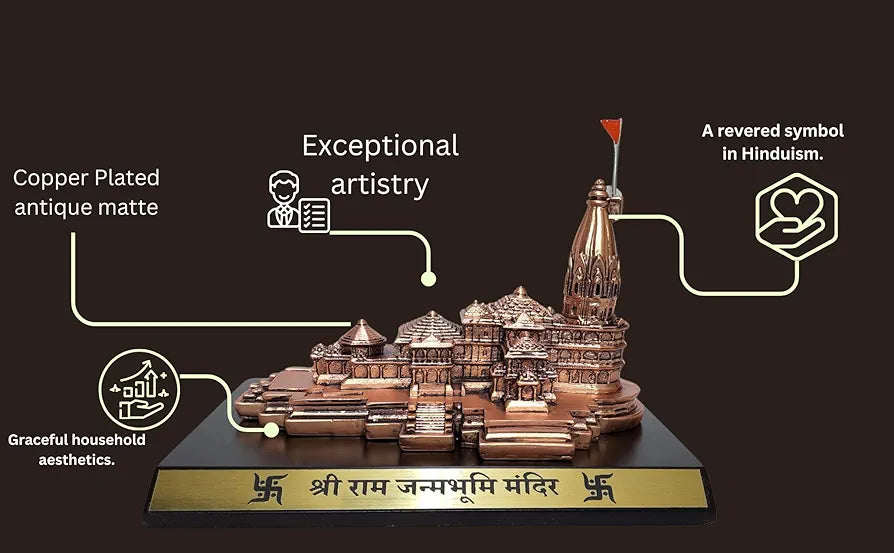 Gold Art India Ram Mandir Ayodhya Copper Antique - Minature Big