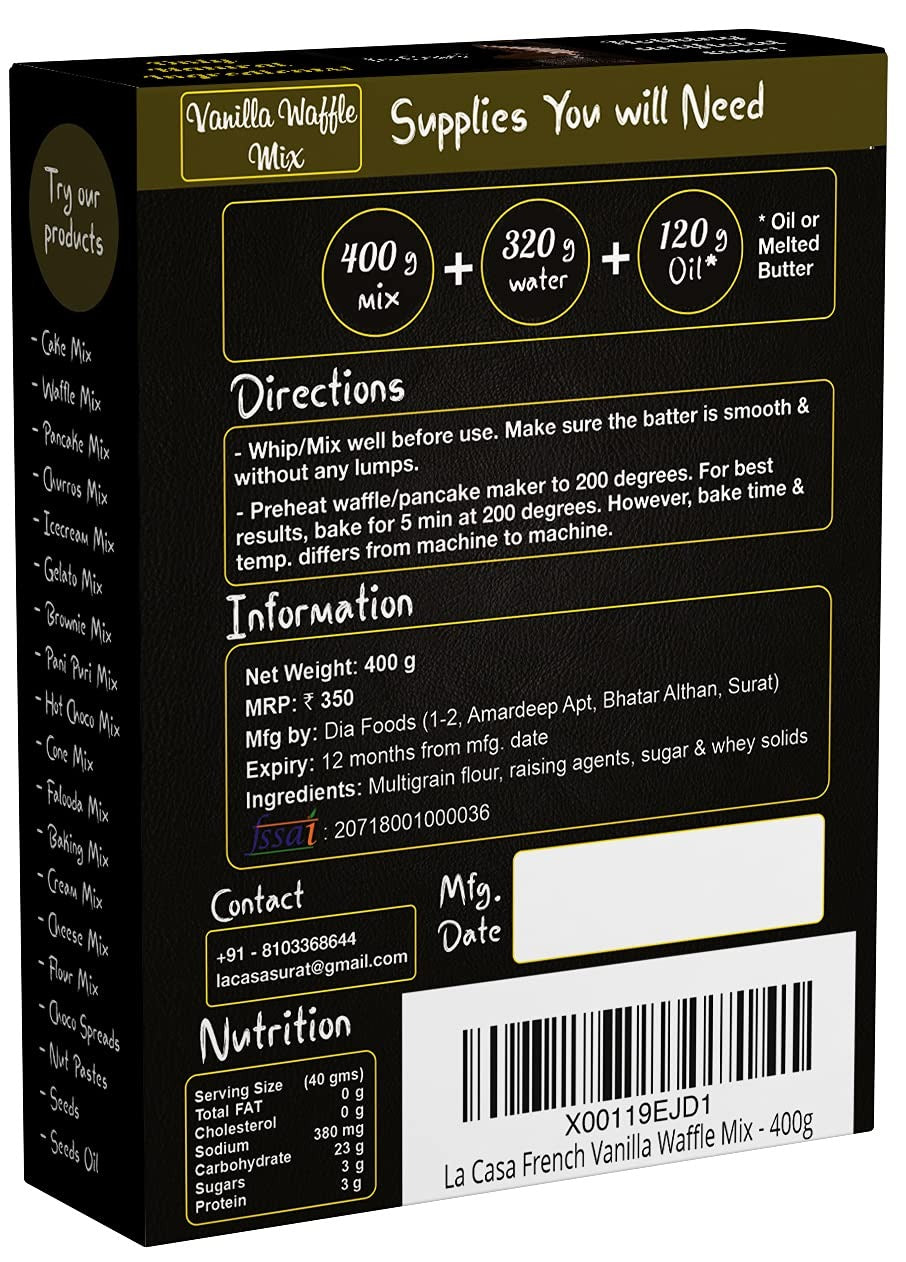 La Casa French Vanilla Belgian Waffle Mix - 400 gms