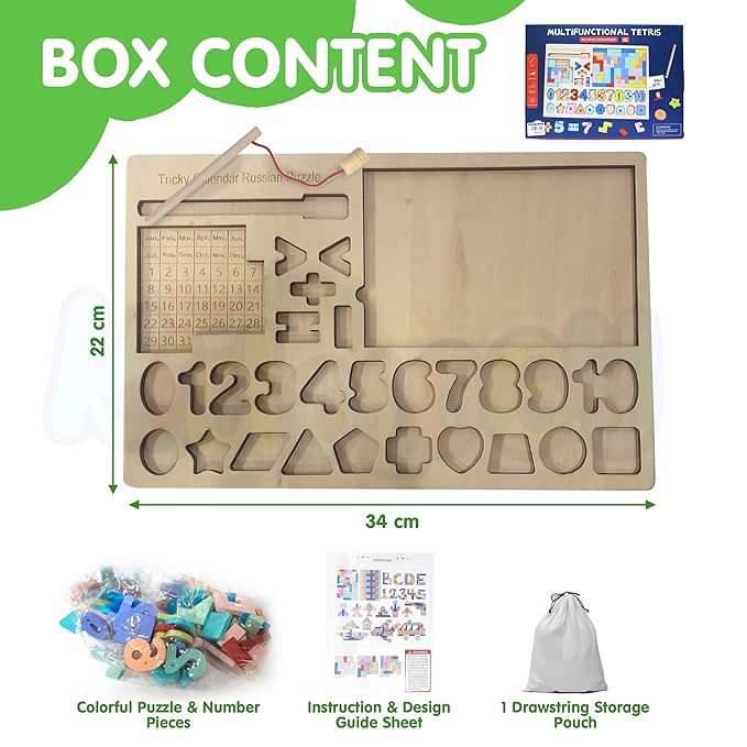 Kidology Multifunctional Tetris Montessori Educational Magnetic Letter Tangram Puzzle for Kids