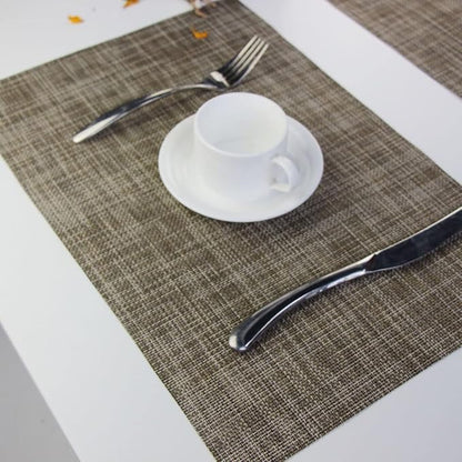 Spatlus Place Mats PVC Set Table Placemats Set Heat Insulation Top Dining Table Brown Set of 4