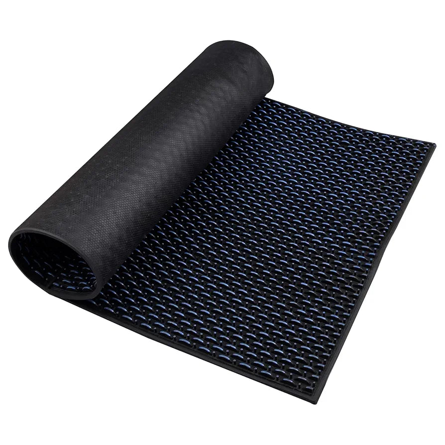 Kuber Industries Door Mat Rubber Mud Trapper Mat Welcome Mat Black & Blue Colour