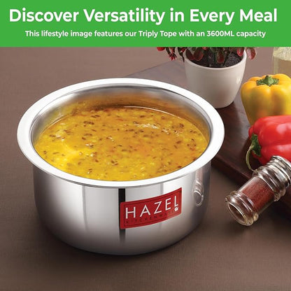 Hazel Triply Stainless Steel Cookware Stainless Steel Patila Utensils Set for Kitchen 1000 ml