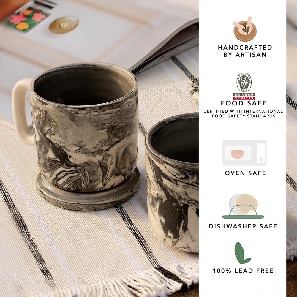 Ellementry Carbon Ceramic Mug Set of 2 (150 ML)