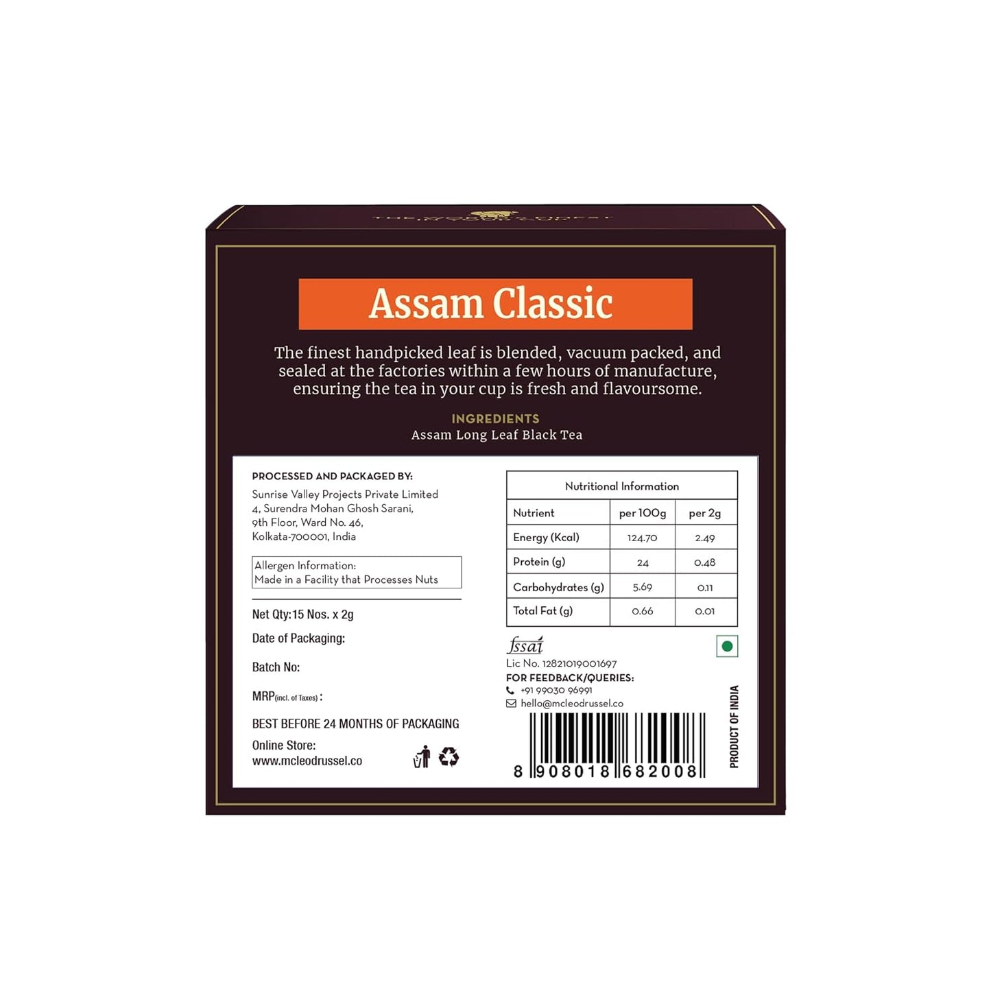McLeod Russel 1869 Assam Classic 15 Pyramid Tea Bags - 30 gms