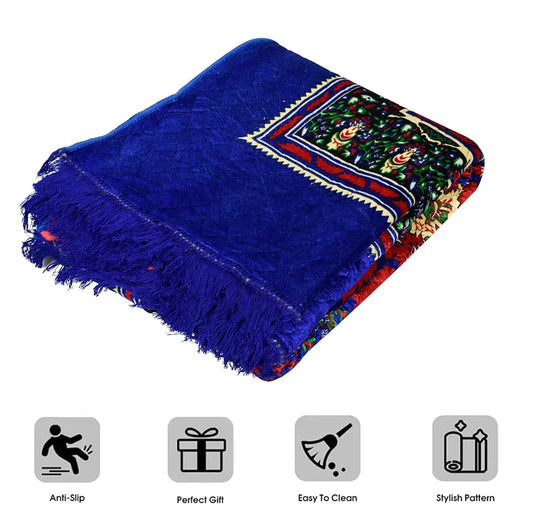 Kuber Industries Carpet Velvet Carpet-Rug for Home Decor Carpet Rug for Bedroom Blue