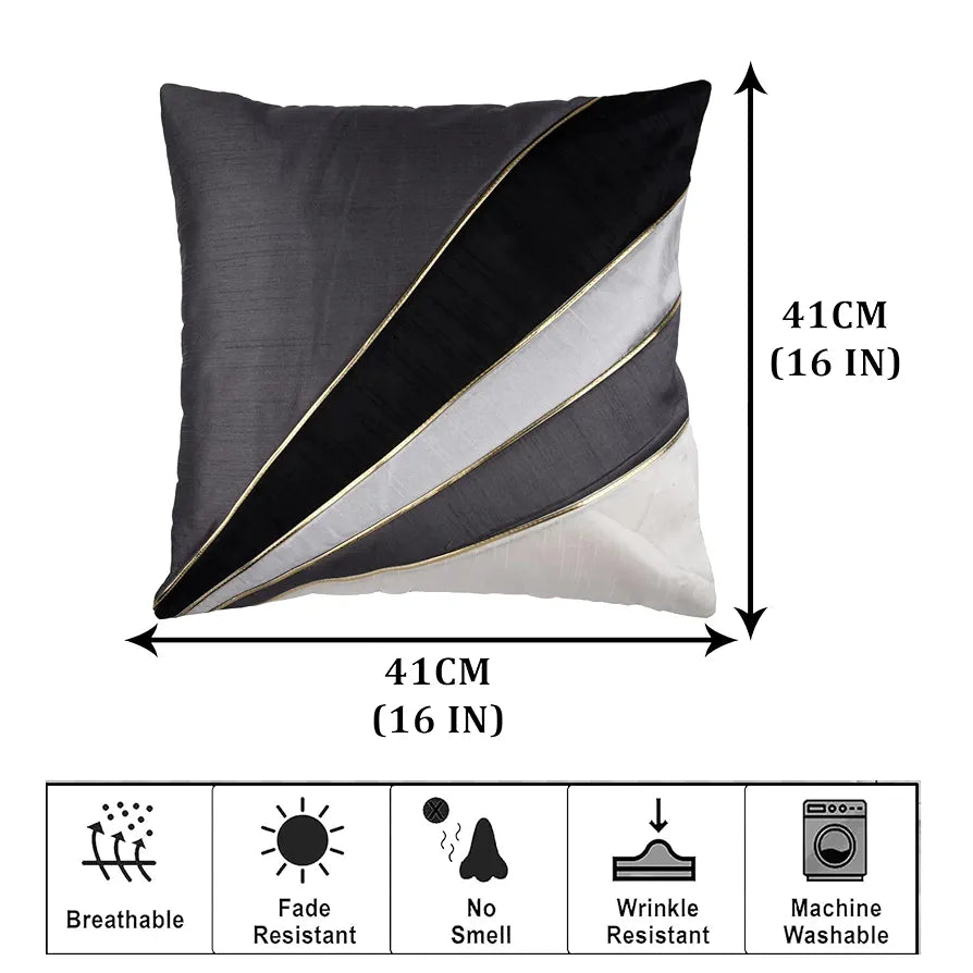 Kuber Industries Cushion Cover Pillow Covers Grey Patang Wire Cushion Covers Set of 5 Black