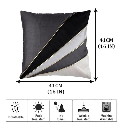 Kuber Industries Cushion Cover Pillow Covers Grey Patang Wire Cushion Covers Set of 5 Black