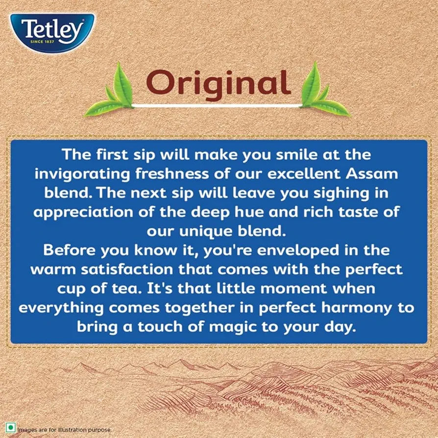 Tetley | Original | Rich Taste of Assam Tea |100 Tea Bags | 1.7g Each