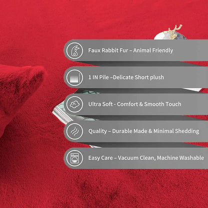 Luxe Home International Rabbit Fur Rectangular Carpet Soft Anti Slip Skid Ruffle Mats 4X6 Feet  Colour Maroon