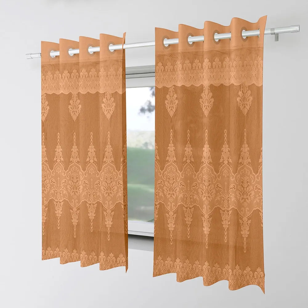 Kuber Industries Darkening Window Curtains Sheer Curtain with 8 Rings SY15ZZ Golden Colour