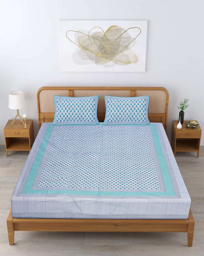 100% Pure Cotton Traditional Printed Bedsheet for Double Bed King Size Bedsheet with 2 Pillow Covers