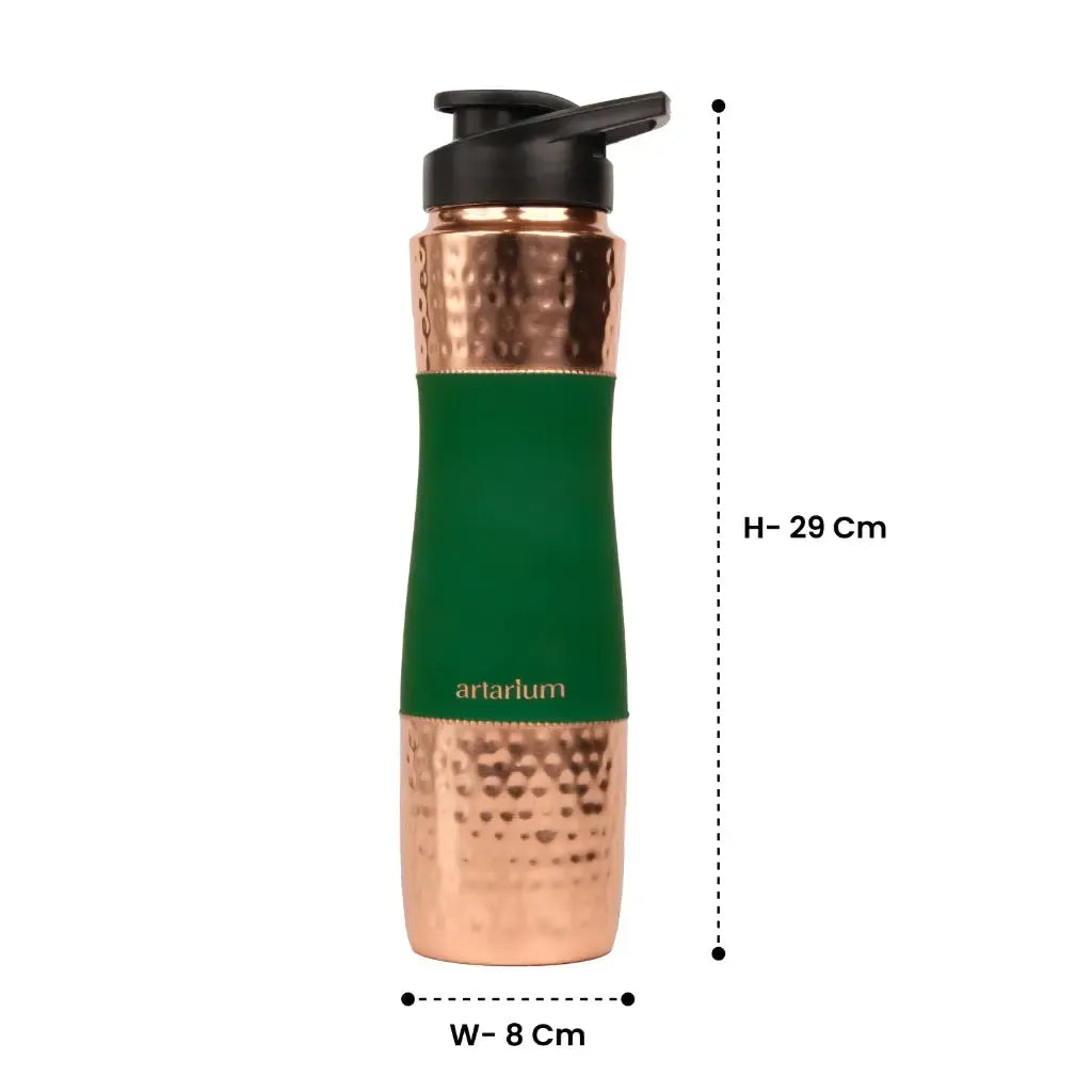 Artarium Hammered Copper Sipper Bottle with Cleaning Brush