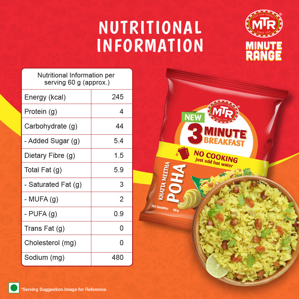 MTR 3 Minute Khatta Meetha Poha Pouch 160 g