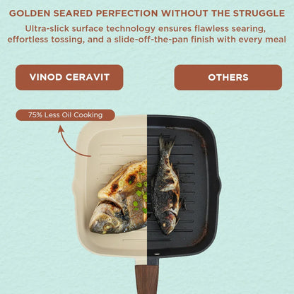 Vinod CeraVit Square Grill Pan Ceramic Non-Stick Induction Friendly