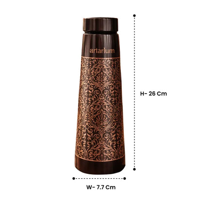 Artarium Etching Copper Bottle with Copper Straw Set