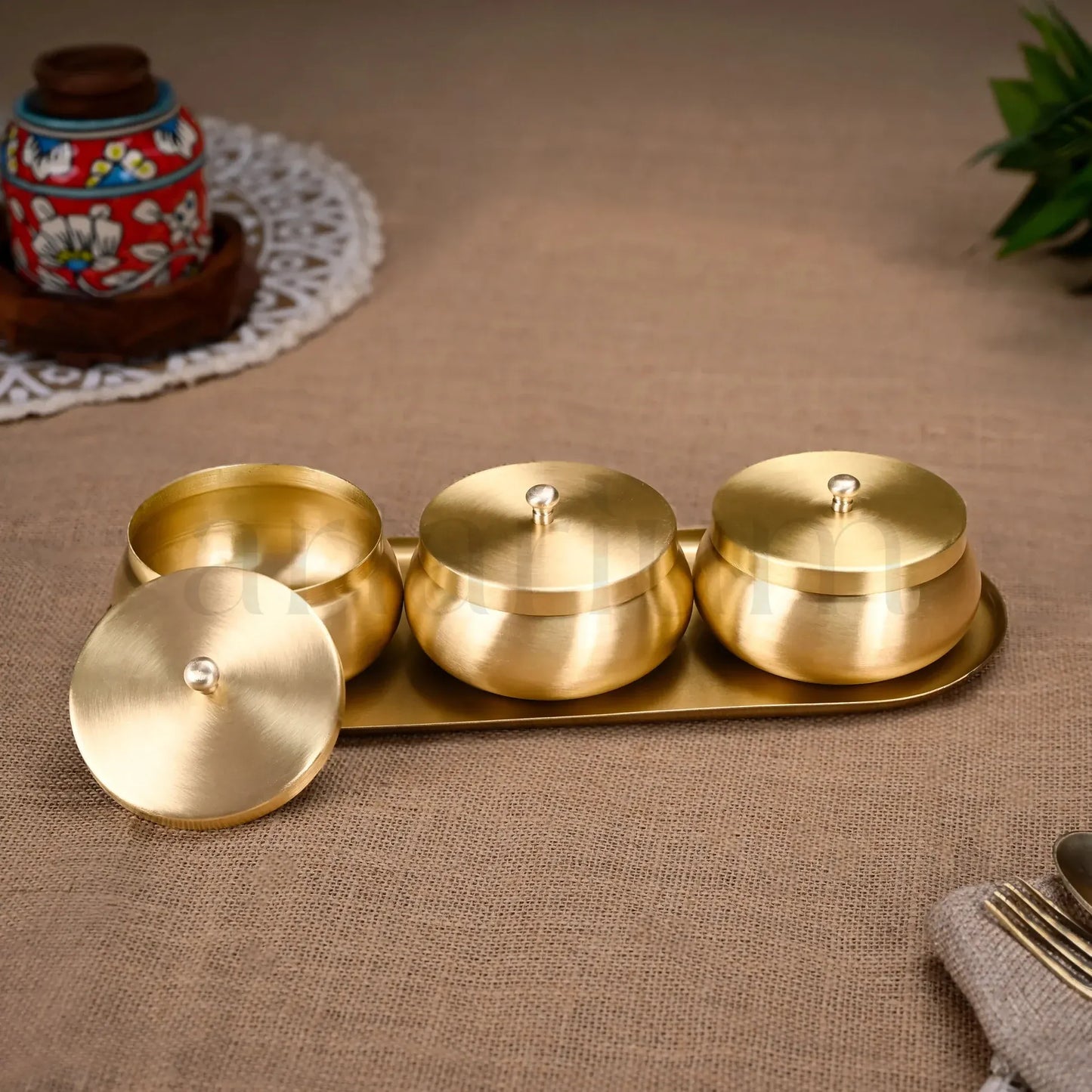 Artarium Brass Nut Bowl Gift Set Premium Handcrafted