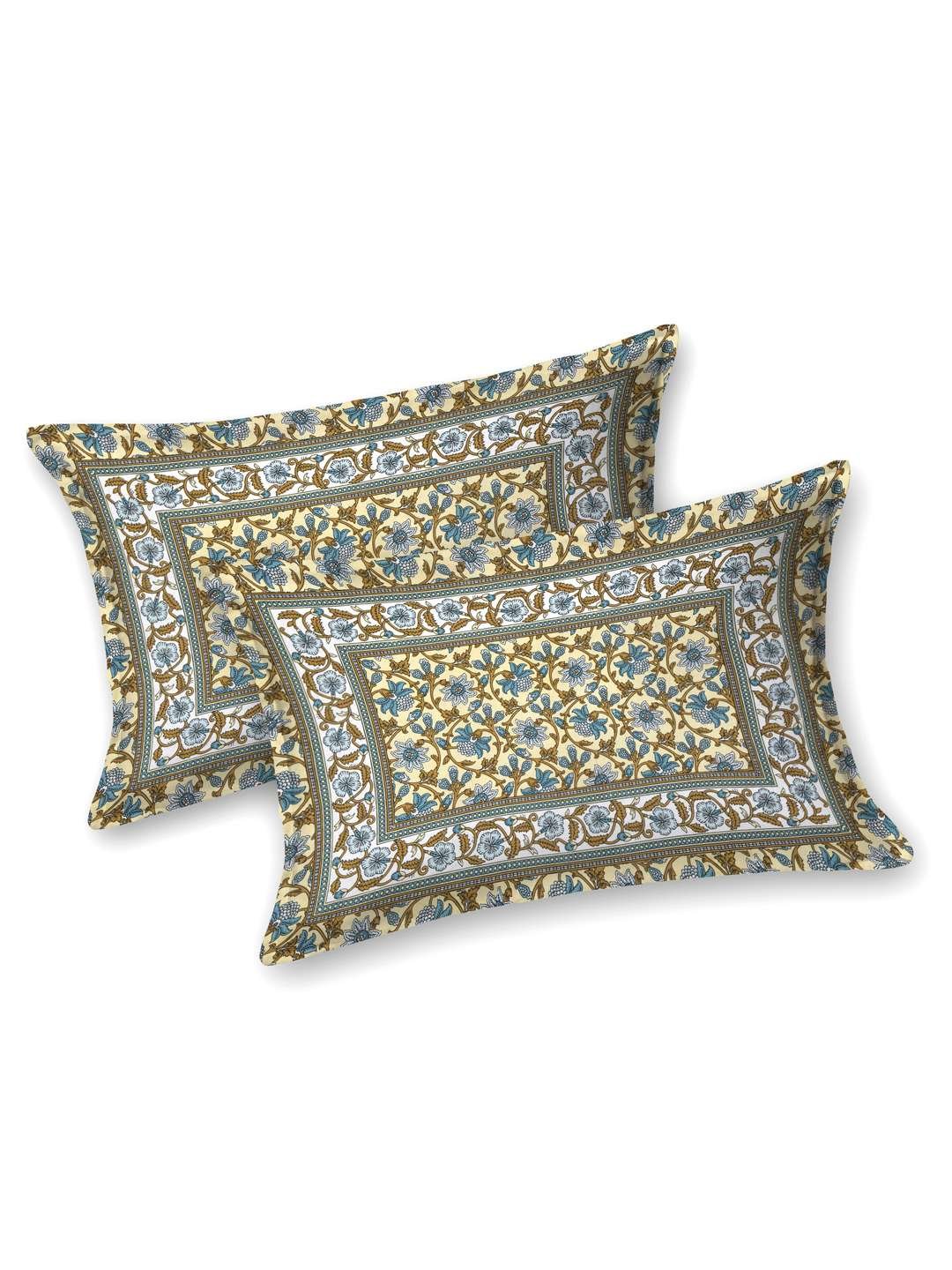 100% Pure Cotton Traditional Printed Bedsheet for Double Bed King Size Bedsheet with 2 Pillow Covers