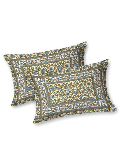 100% Pure Cotton Traditional Printed Bedsheet for Double Bed King Size Bedsheet with 2 Pillow Covers