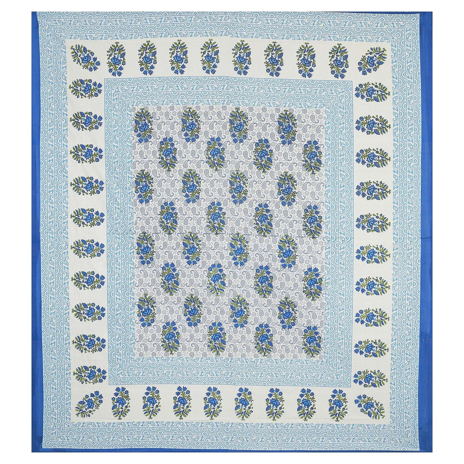 100% Pure Cotton Traditional Printed Bedsheet for Double Bed King Size Bedsheet with 2 Pillow Covers
