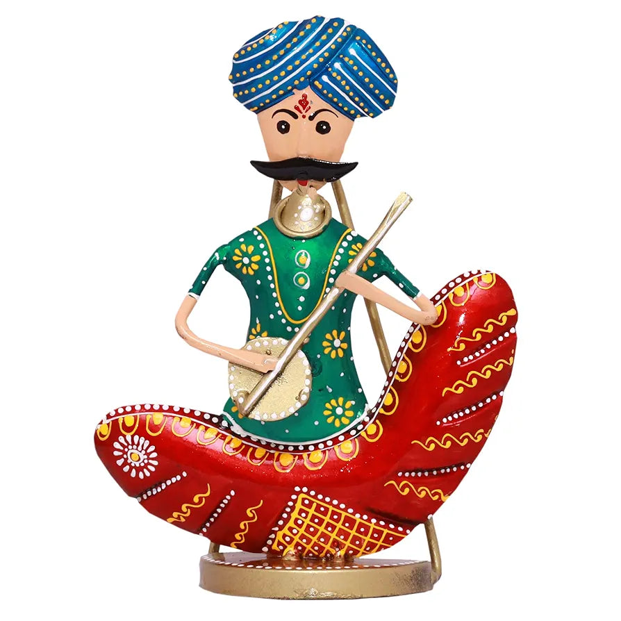 Kraftskala Rajasthani Moustache Musicians - Hand-Painted Decorative Showpiece Set of 4