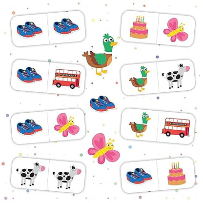 Popcorn Games & Puzzles First Words Dominoes for Kids 24 Tiles Board Dominoes Help in Focus & Concentration in Child